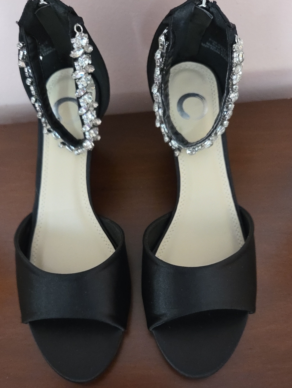 Embellished Black Ankle-Strap Women's Sandals
